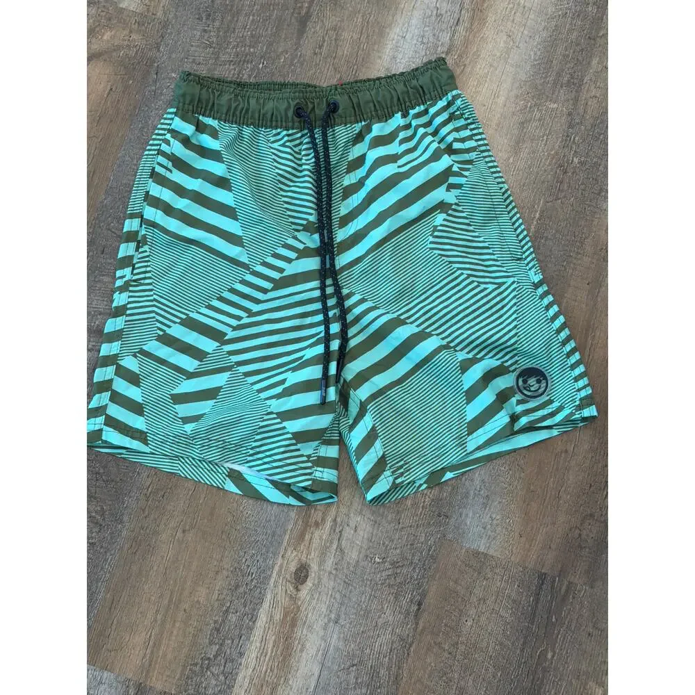 NEFF Olive Green Geo print boardshorts SM
